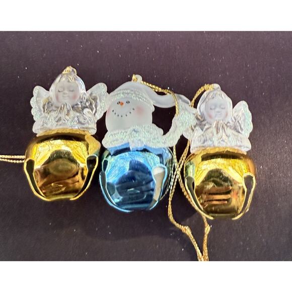 3 Vintage 2002 Jingle Buddies ANGEL & Snowman Christmas Tree Bell Ornaments -36 - Picture 2 of 7